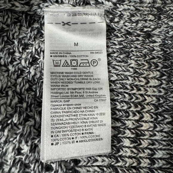 GAP Cotton Raglan Sleeve Crew Neck Black/White Size Medium - Picture 9 of 9